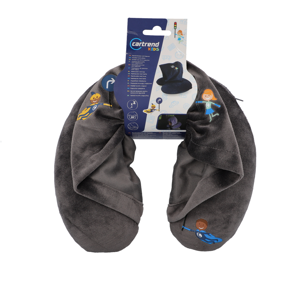 KiDS Nackenkissen mit Kapuze dunkel grau